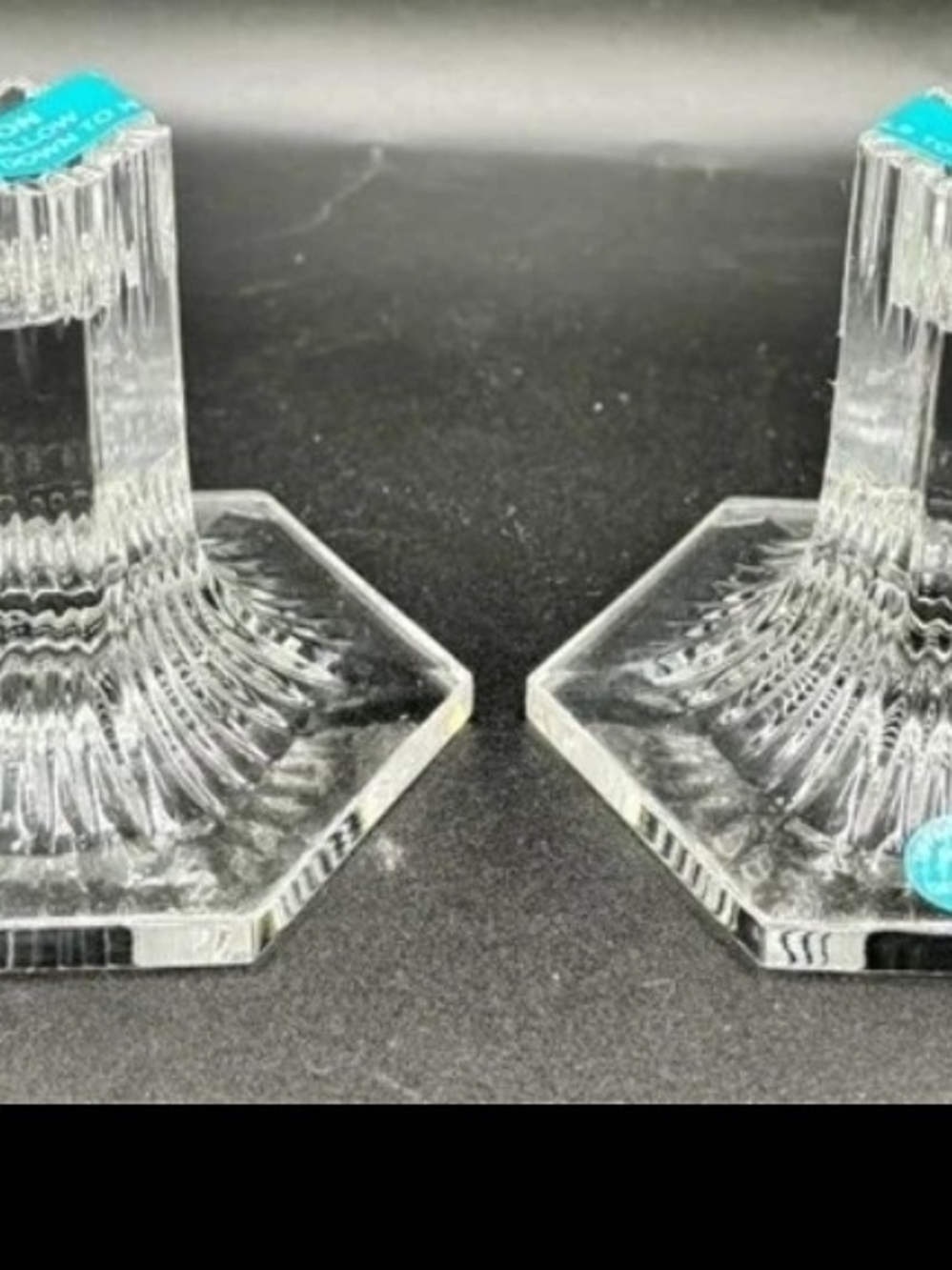 Tiffany & Co. Clear Hexagonal Crystal Candle Holders - Pair